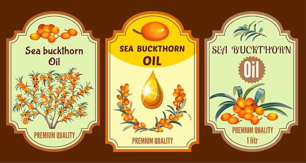 Free vector set of oil sea buckthorn labels