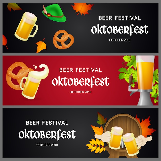 Free vector set of oktoberfest beer festival banners