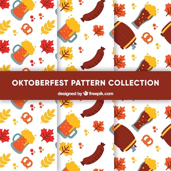Set of oktoberfest patterns in flat design