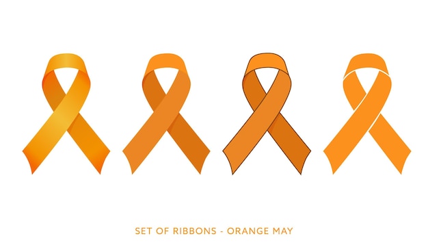 Set of orange ribbons for maio laranja campaign against child violence