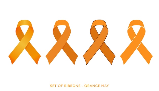 Set of orange ribbons for Maio laranja campaign against child violence