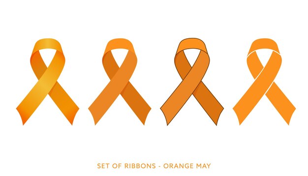 Set of orange ribbons for Maio laranja campaign against child violence