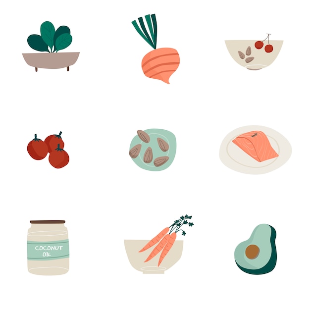 Free vector set of organic food icon vectors