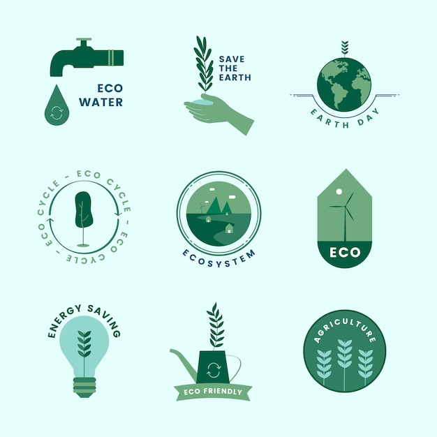 Set of organic and go green icons