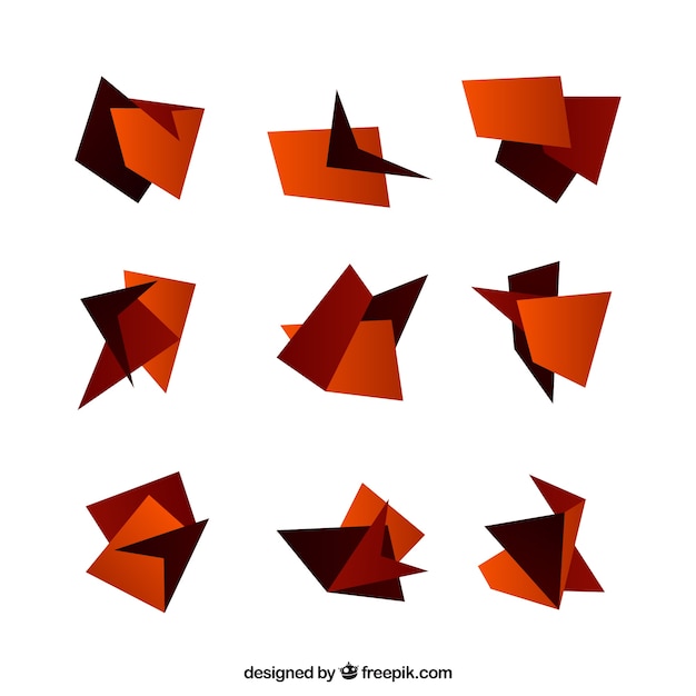 Free vector set of origami figures in brown tones