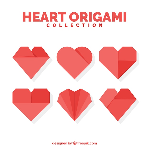 Set of origami hearts