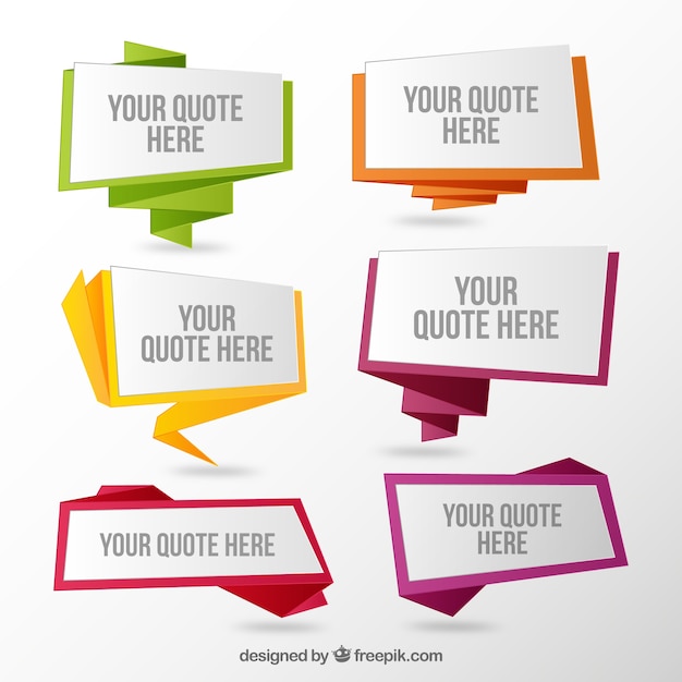 Free vector set of origami speech bubbles quotes