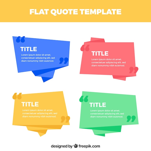 Free vector set of origami speech bubbles for quotes