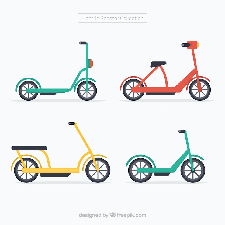 無料Vector オリジナルの電動スクーターのセット