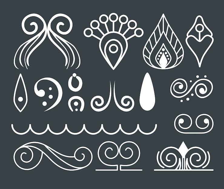 Free Vector set of ornamental elements for decoration