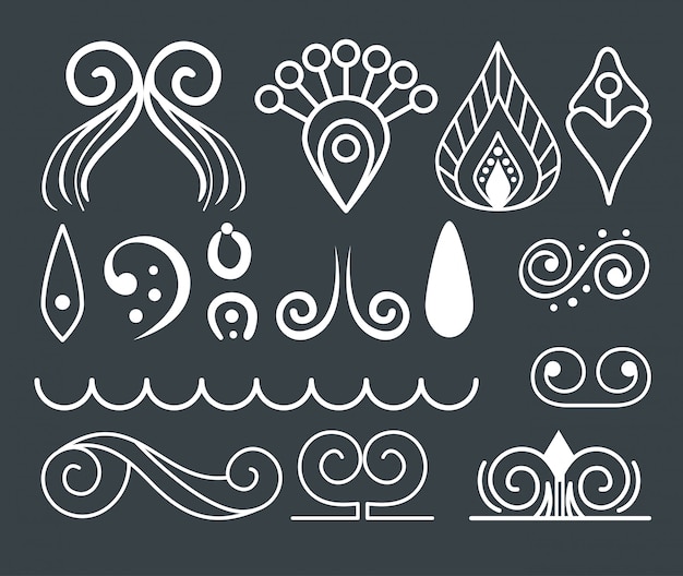 Set of ornamental elements for decoration