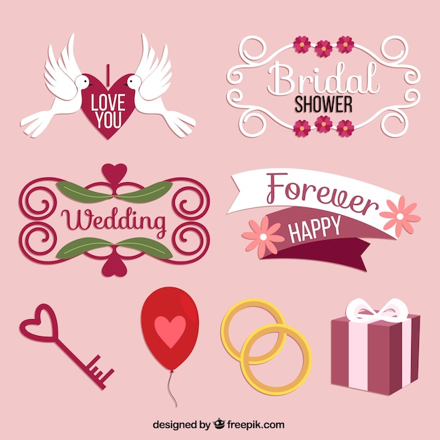 Набор декоративных рамок и свадебных элементов