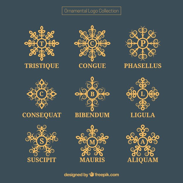 Set of ornamental logos with different designs