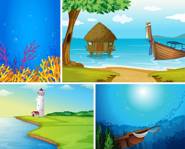 Free vector set of outdoor nature background