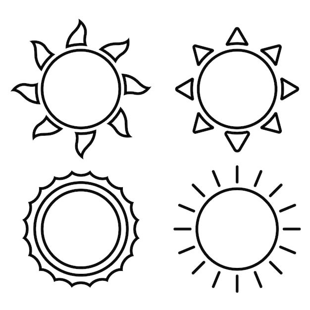 Set of outline suns
