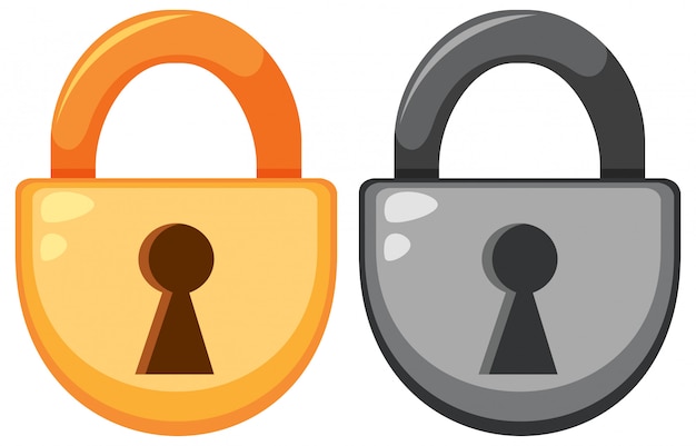 Set of padlock on cartoon style