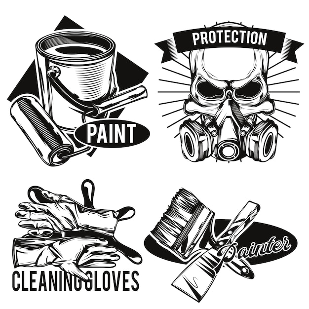 Set of painter's facilities emblems