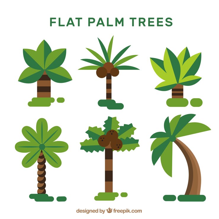 Free Vector set of palm trees in flat design