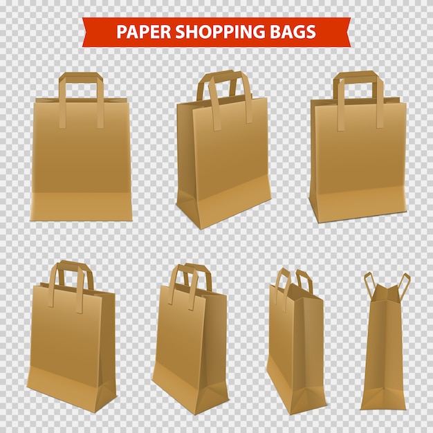 Free vector set of paper bags for shopping