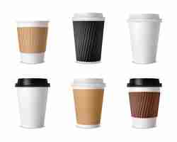 Free vector set of paper coffee mugs