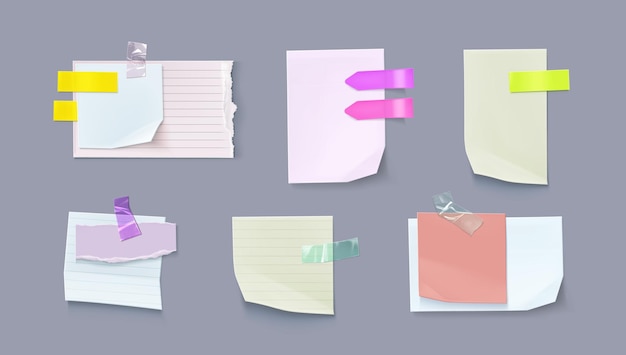 Free vector set of paper notes isolated on background