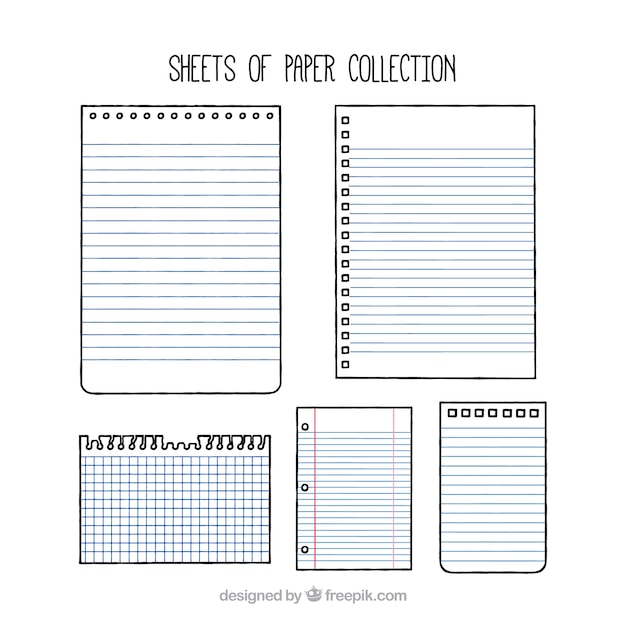Free vector set of paper sheets with different designs