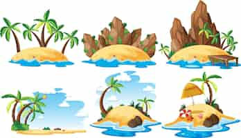 Free vector a set of paradise island