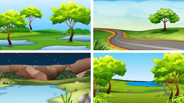 Set of park backgrounds