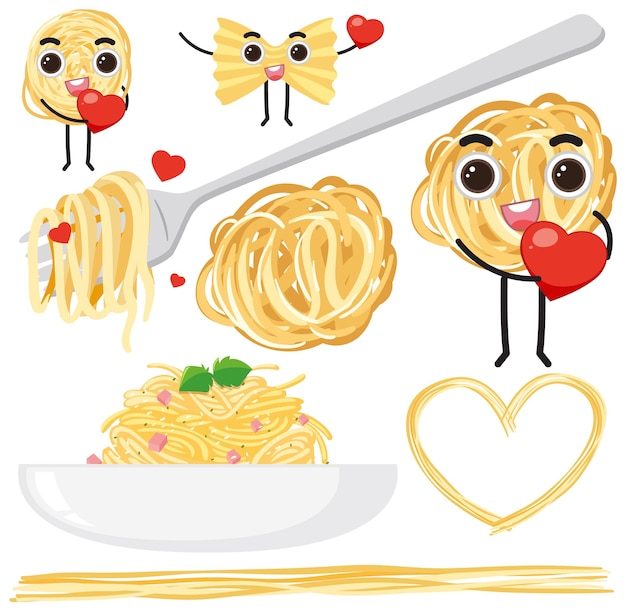 Set of pasta cartoon