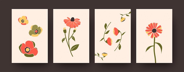 カードのパステル装飾花のセット