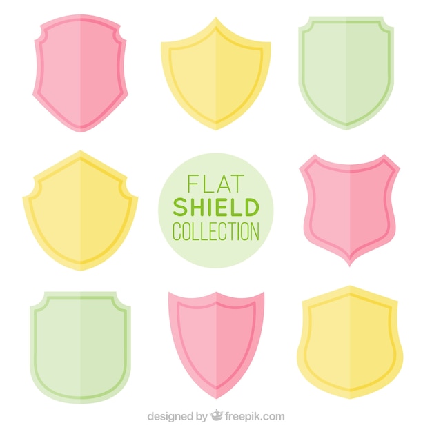 Set of pastel flat shields