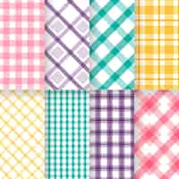 Free vector set of pastel gingham pattern