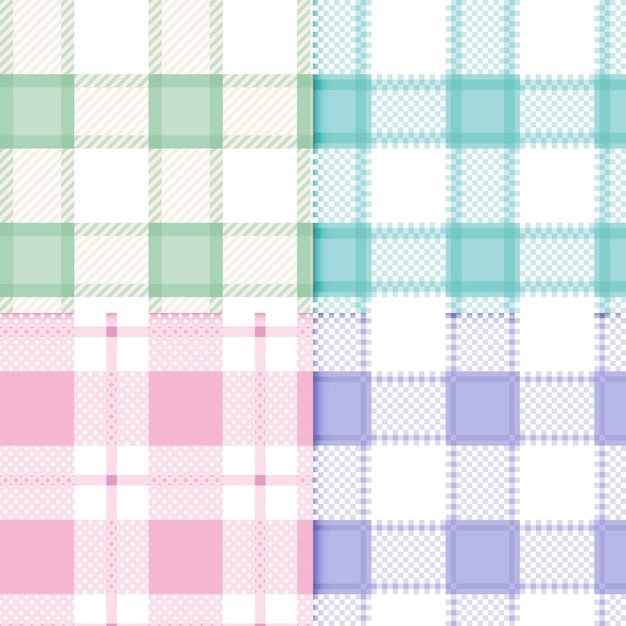 Set of pastel gingham patterns