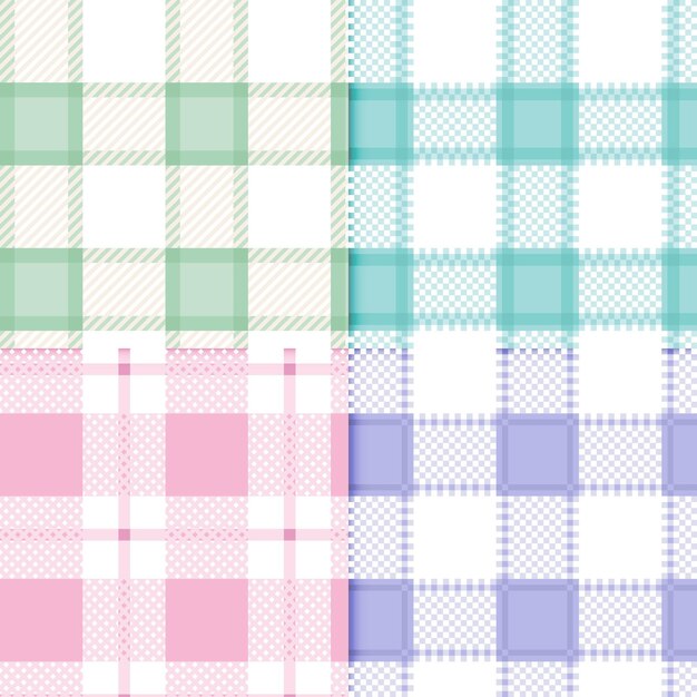 Set of pastel gingham patterns