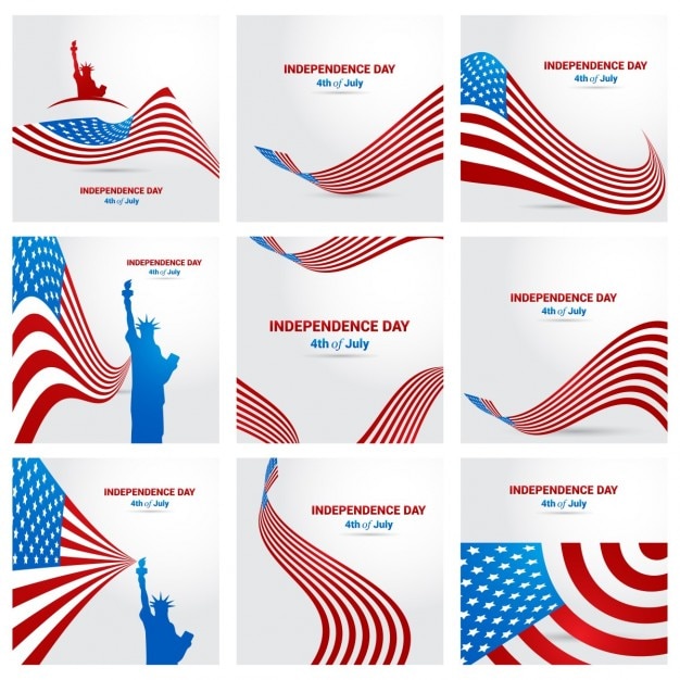 Free vector set of patriotic background for fourth of july