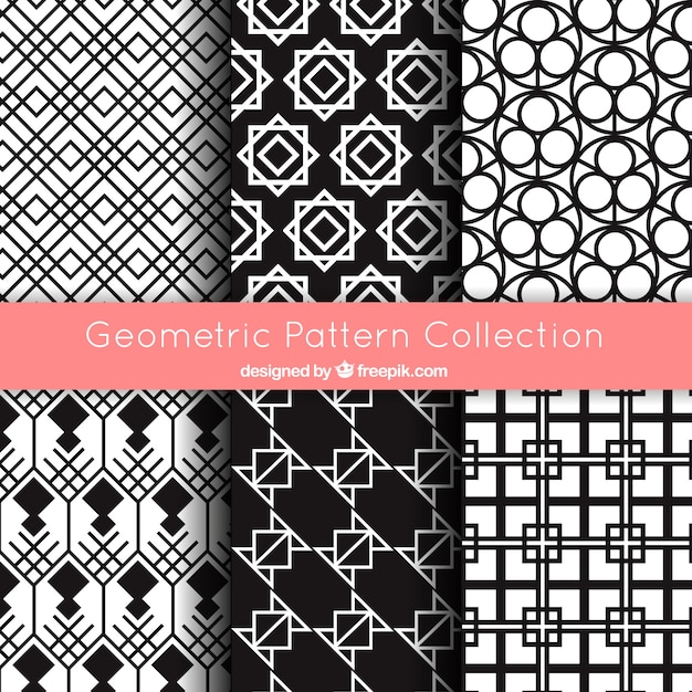 Set patterns of geometric shapes in black and white