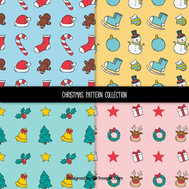 Set of patterns with christmas drawings