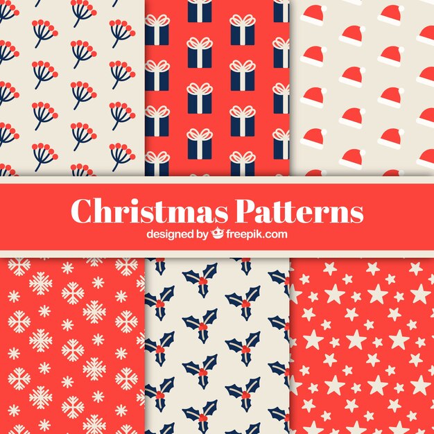 크리스마스 요소와 패턴의 집합