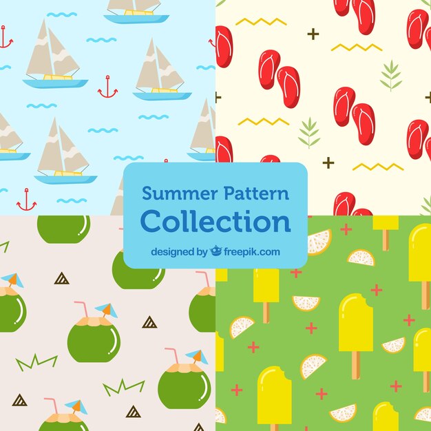 Set of patterns with summer objects