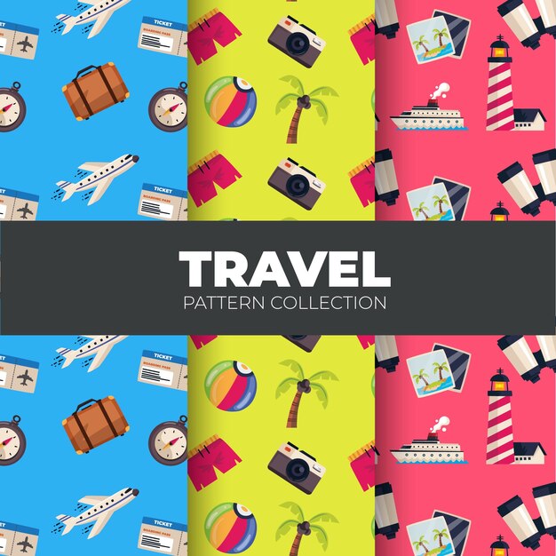 set of patterns with summer travel elements