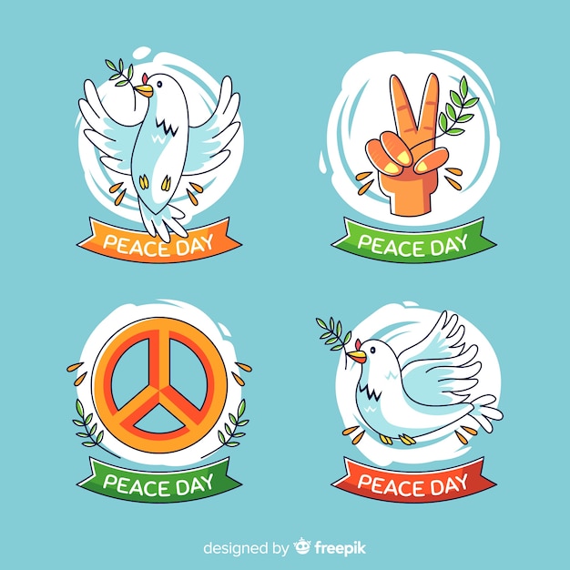 Free vector set of peace day badges