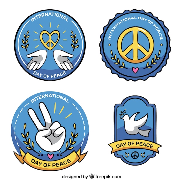 Set of peace day stickers