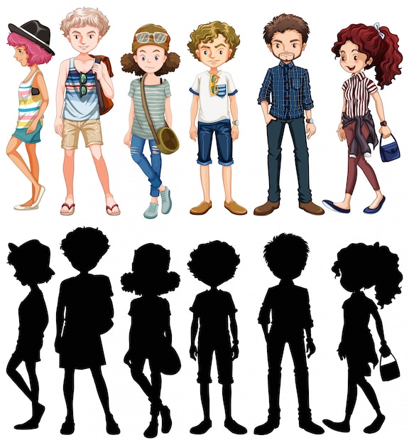 Set di personaggi dei cartoni animati di persone