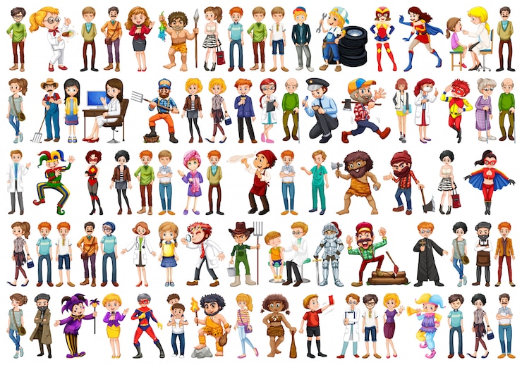 Free Vector set of people character