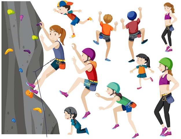 Free vector set of people in climbing position