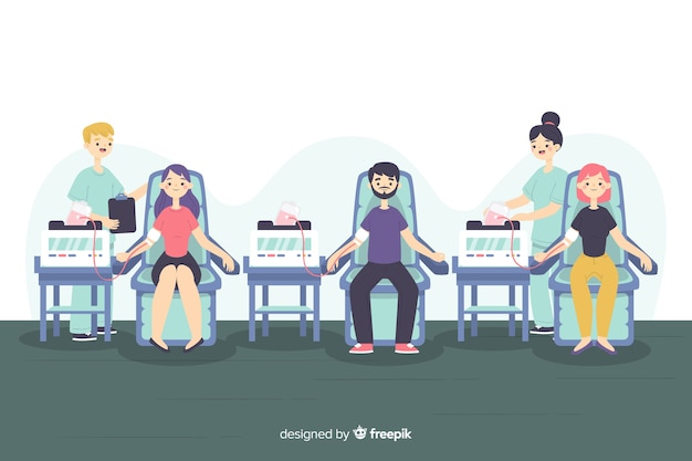 Free vector set of people donating blood