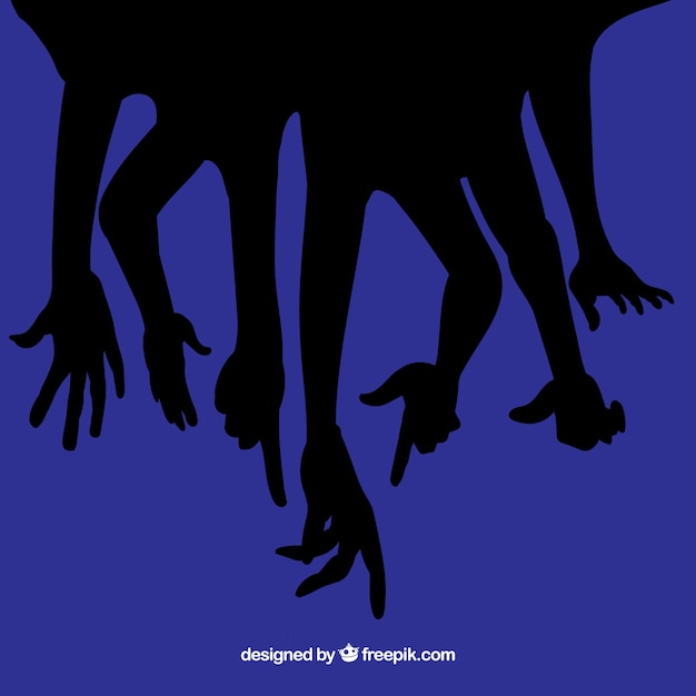 Set of people hands silhouettes