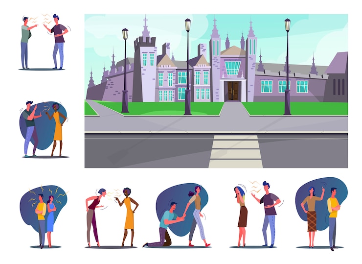 Free Vector set of people having various conflicts