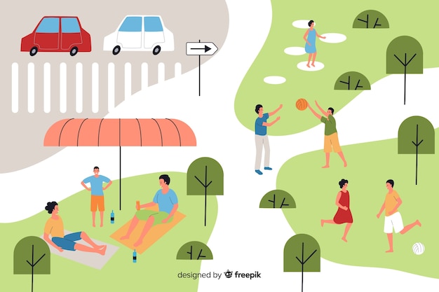 Free vector set of people in the park