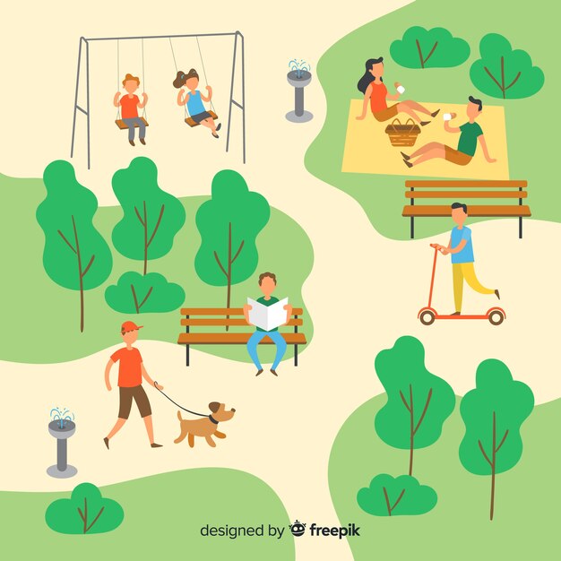 公園の人々のセット